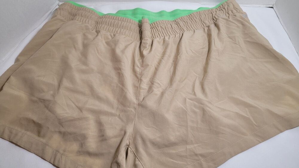 Fabletics Women’s Hali Tan Green Blue 3.5” Running Shorts Size XL 12-14 Flawed
